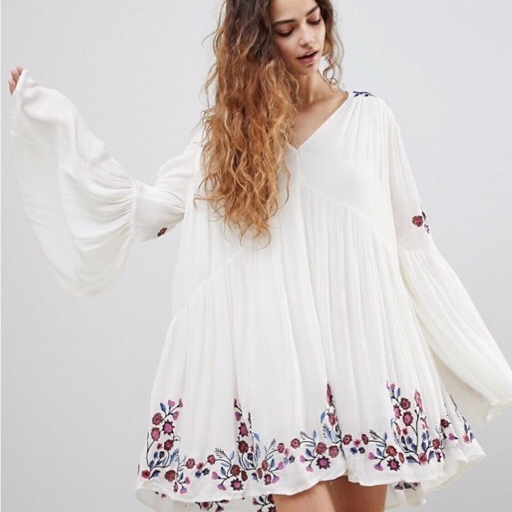 Free People Te Amo Embroidered Mini Dress Size M